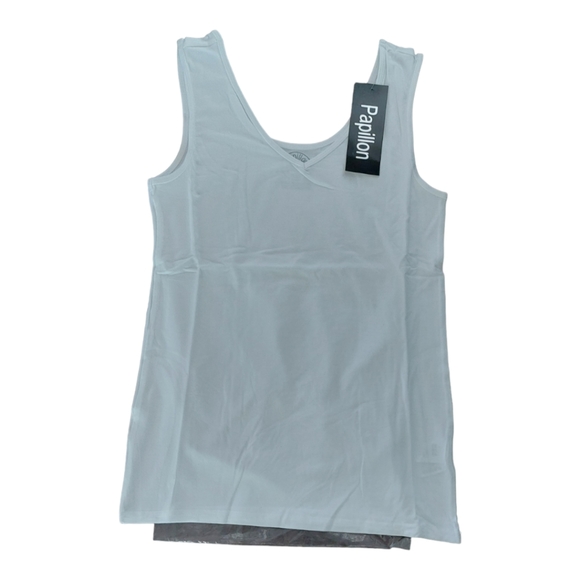 Papillon Layering V-Neck White Bamboo Tank Women's White Small NWT - Picture 2 of 4